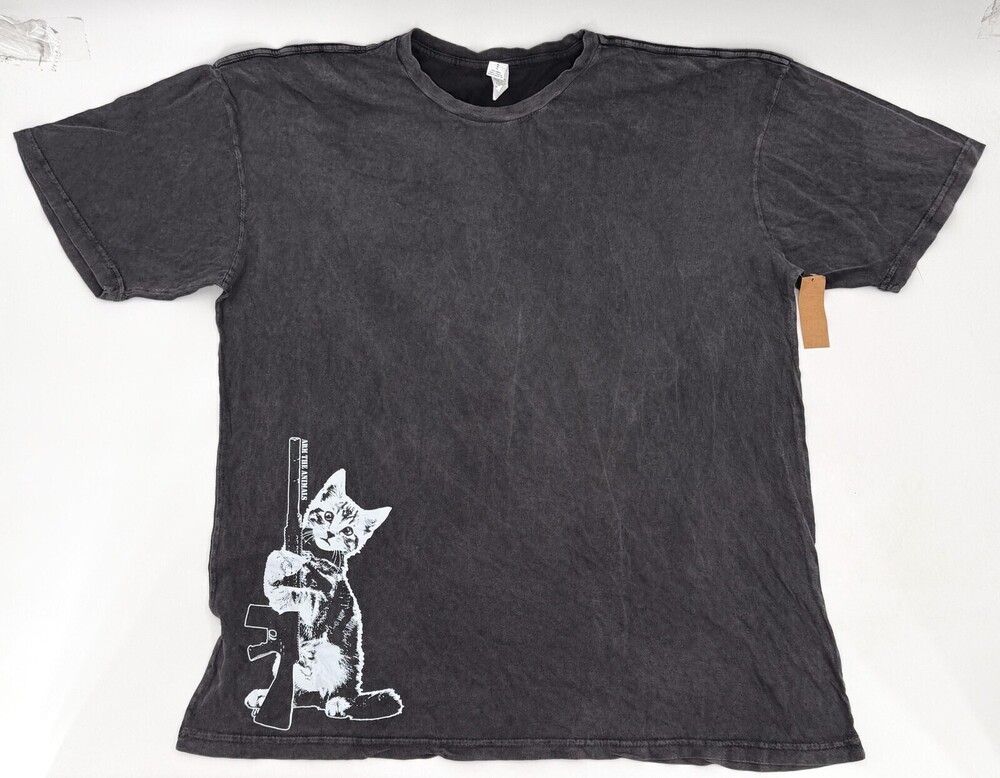 New Arm The Animals Shirt Mens 2XL Black Vintage Cat Graphic T-Shirt Crewneck